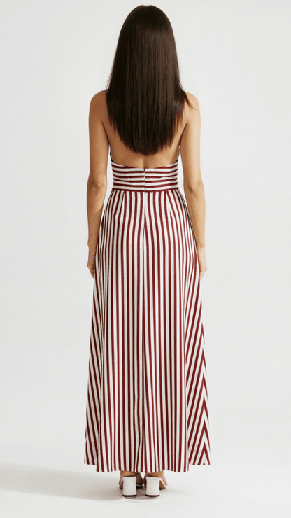 Sandrelle | Striped V-Neck Wrap Maxi Dress